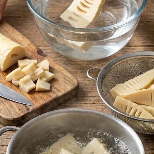 Step 1: Preparing the Bamboo Shoots Step 1: Preparing the Bamboo Shoots