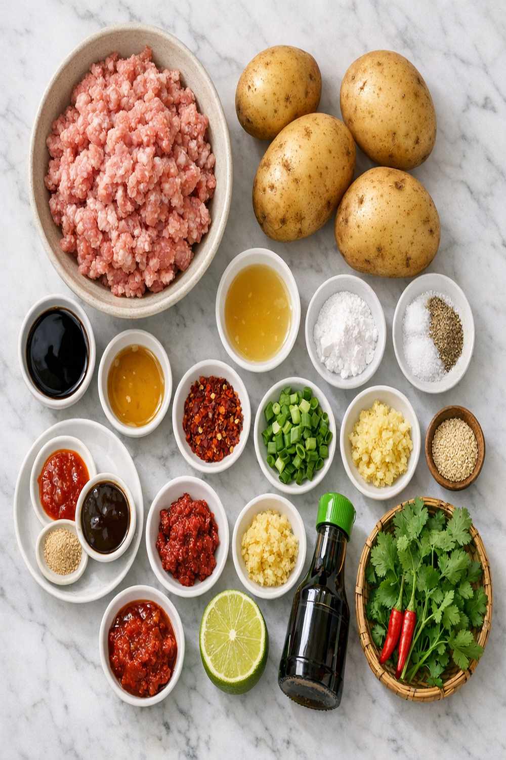 Asian Ground Pork Potato Recipe ingredients