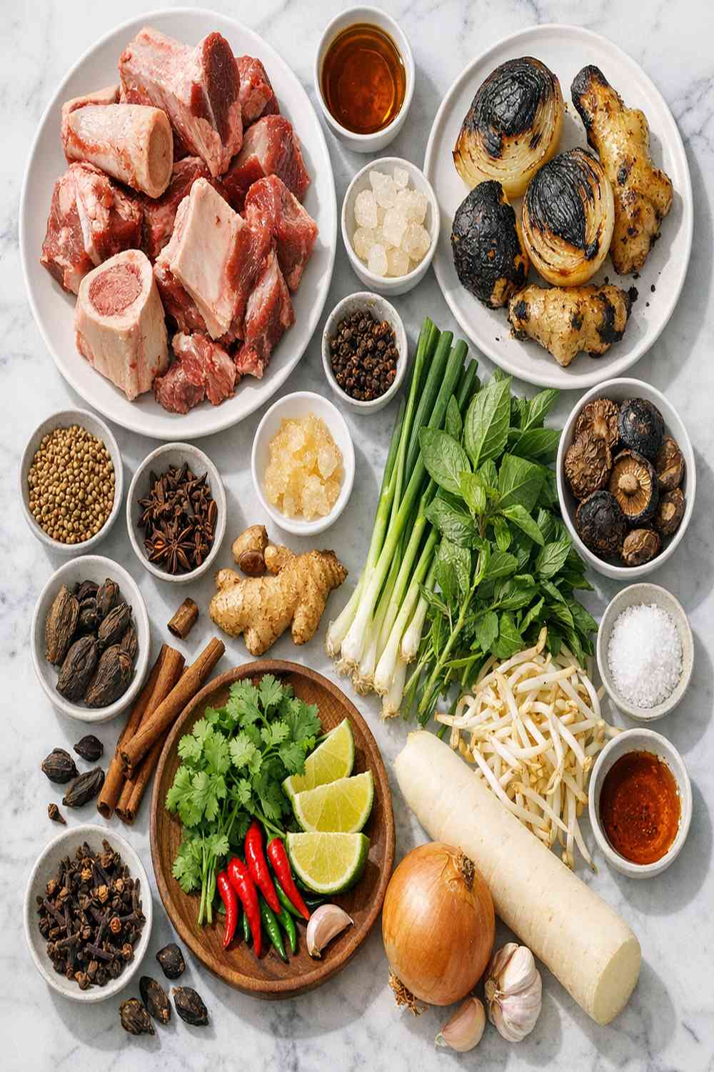 Authentic Pho Broth Recipe ingredients