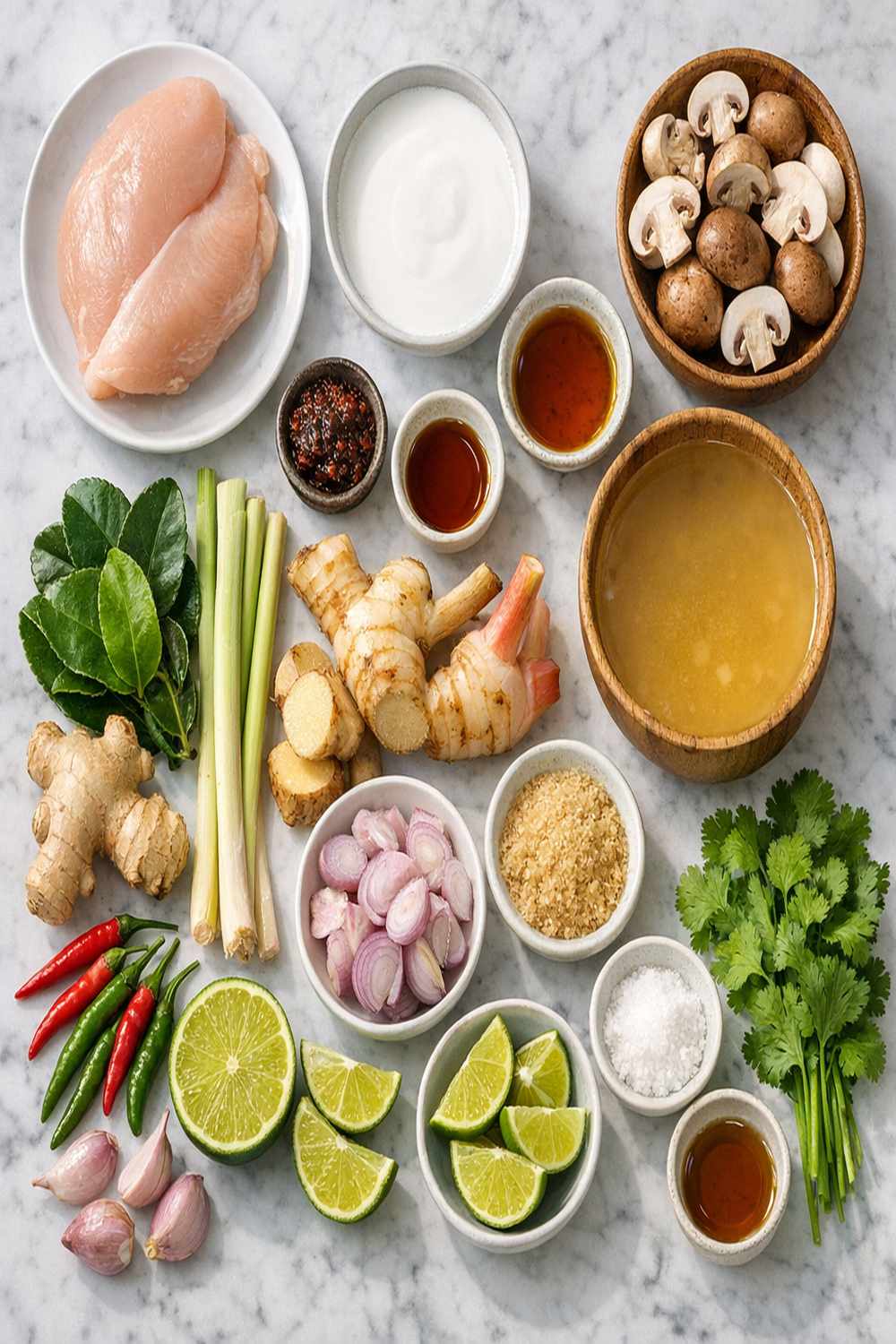 Authentic Tom Kha Gai Recipe ingredients