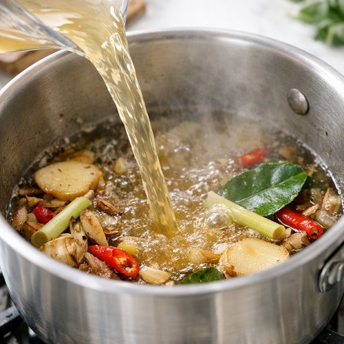 Step 2: Build the Base with Broth (2 Minutes)