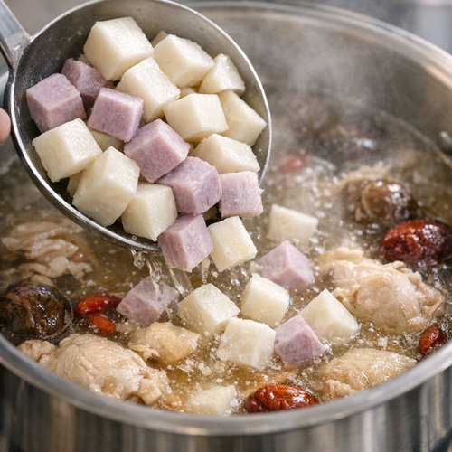 Step 4: Add the Chinese Yams and Continue Simmering