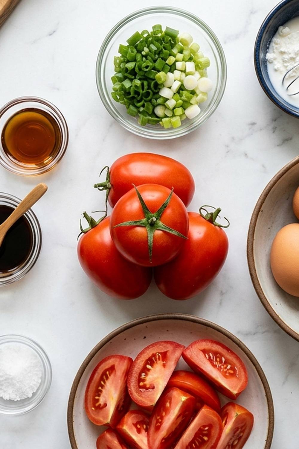 Chinese Eggs And Tomatoes Recipe ingredients