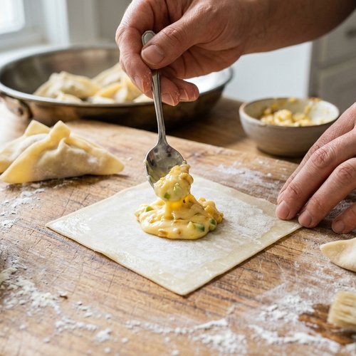 Step 4: Fill and Fold Each Wonton